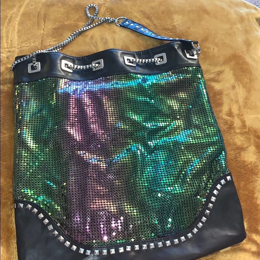 River Island sequins/leather/studded shoulder bag
